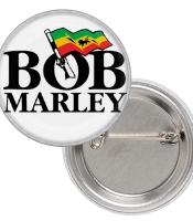 Значок Bob Marley (logo with flag)