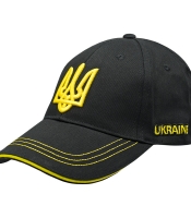 Бейсболка 3D Тризуб жовтий (Україна, чорна) uac-041