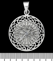 Кулон Вегвізир (рунічний компас) у плетеному колі (срібло, 925 проба) (sp-210)