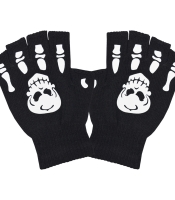 Рукавички без пальців (glcn-003) Череп та пальці (світяться у темряві)
