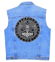 Нашивка наспинна Молот Тора з вовками в рунічному колі