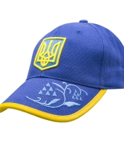 Бейсболка 3D Герб Тризуб (каштан, синя) uac-040