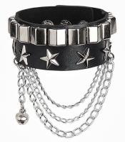 Браслет з трикутною заклепкою, зірками та ланцюжками (bpu-008)