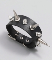 Браслет з великими та фігурними шипами в один ряд  (bpu-028)