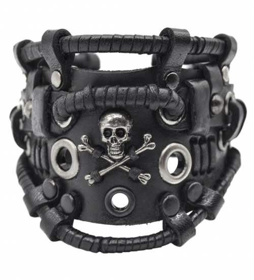 Браслет Стімпанк Danger Skull чорний (bsp-56) Браслет Стімпанк Danger Skull чорний (bsp-56)