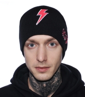 Шапка с вышивкой AC/DC (молния) черная