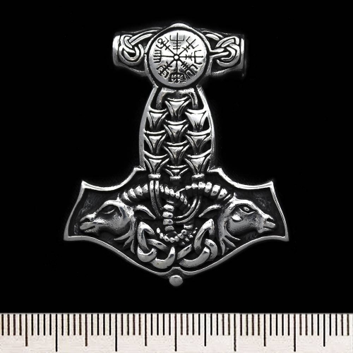 Кулон Молот Тора великий (рунічний компас Вегвізир) (срібло, 925 проба) (sp-041) Кулон Молот Тора великий (рунічний компас Вегвізир) (срібло, 925 проба) (sp-041)