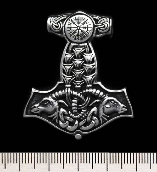 Кулон Молот Тора великий (рунічний компас Вегвізир) (срібло, 925 проба) (sp-041) Кулон Молот Тора великий (рунічний компас Вегвізир) (срібло, 925 проба) (sp-041)