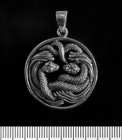 Кулон Две змеи (серебро, 925 проба)