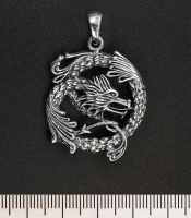 Кулон Китайский дракон (круг) (серебро, 925 проба)