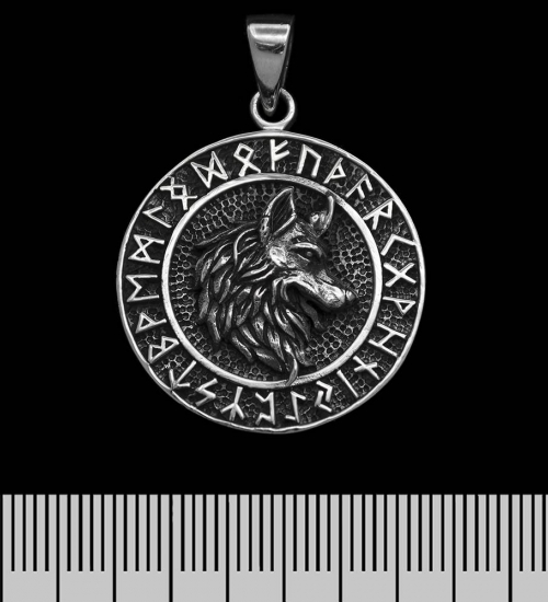 Кулон Волк (Fenrir) в руническом круге (серебро, 925 проба) Кулон Волк (Fenrir) в руническом круге (серебро, 925 проба)
