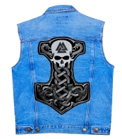 Нашивка наспинная Молот Тора с черепом (Валькнут)