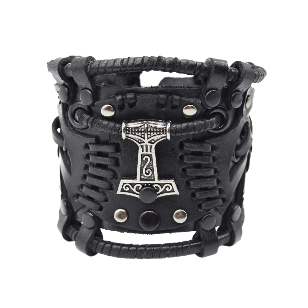 Браслет Стімпанк (Молот Тора металевий) чорний (bsp-54)