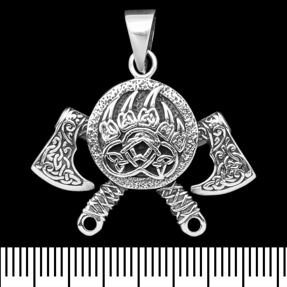 Кулон Щит із сокирами та Печаткою Велеса (срібло, 925 проба) (sp-213)