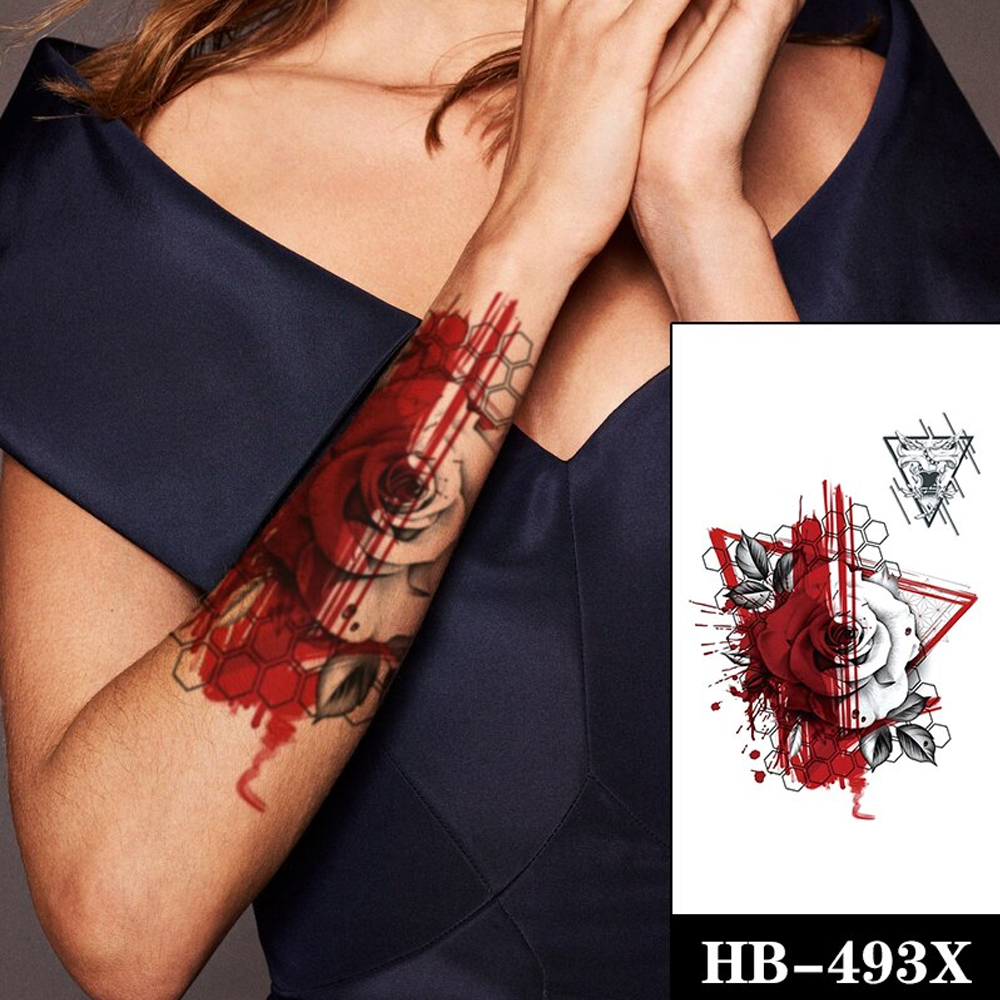 Временная тату Rose and blood (geometry) (HB-493X, 21x15 см)
