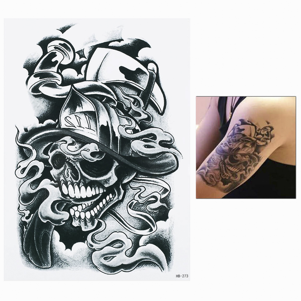 Временная тату Череп (пожарный) (HB-273, 21x15 см)