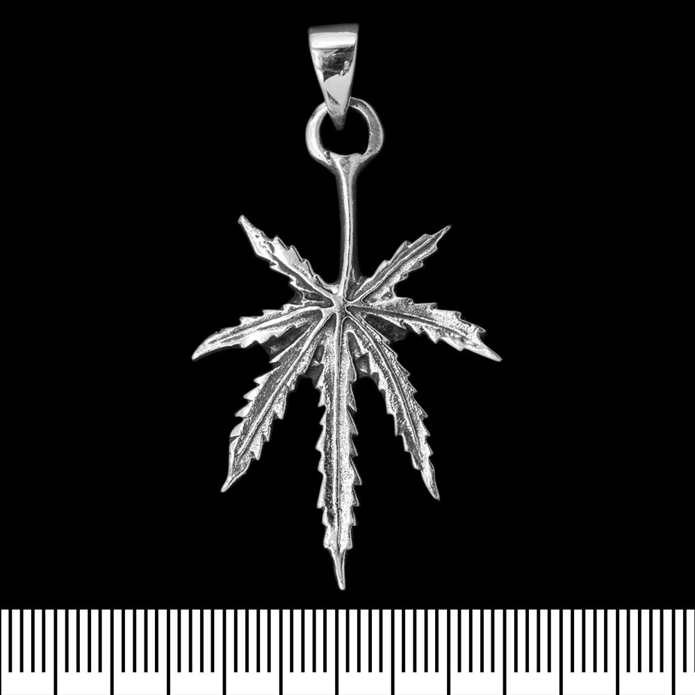 Кулон Cannabis, великий лист (срібло, 925 проба) (sp-197)