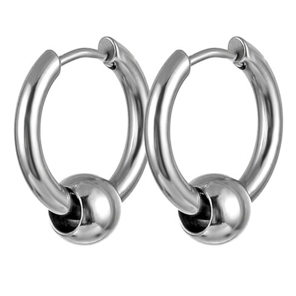 Сережка-кільце хард обманка з кулькою (хір.сталь, сталевий) (ea-085)