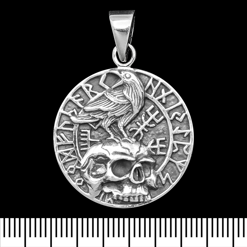 Кулон Ворон на черепі (вегвізир) (срібло, 925 проба) (sp-234) Кулон Ворон на черепі (вегвізир) (срібло, 925 проба) (sp-234)