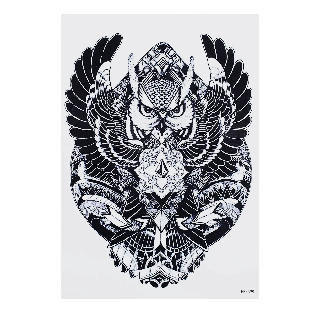 Временная тату Сова (кристал провидения) (HB-398, 21x15 см)
