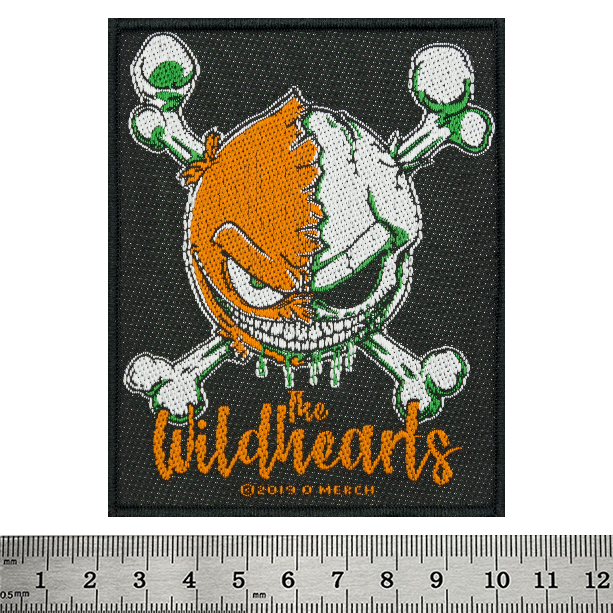 Нашивка ткана THE WILDHEARTS - GREEN SKULL (ofp-369)