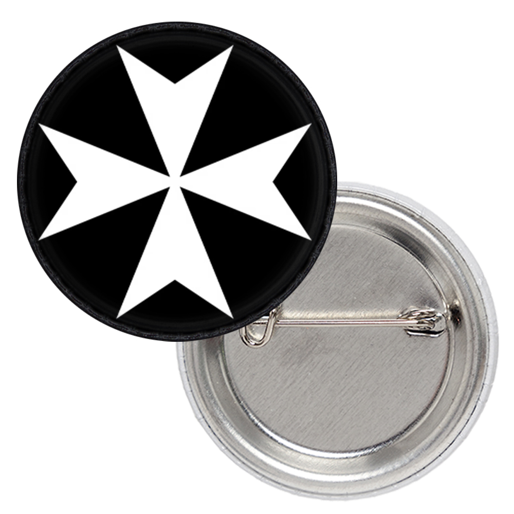 Значок Мальтійський хрест білий на чорному тлі