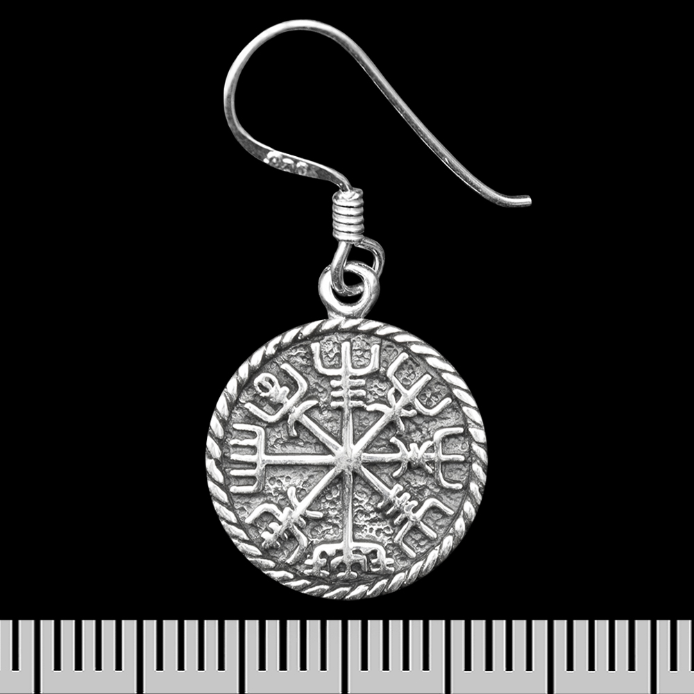 Сережка-гачок Рунічний компас (срібло, 925 проба) (ehs-036)