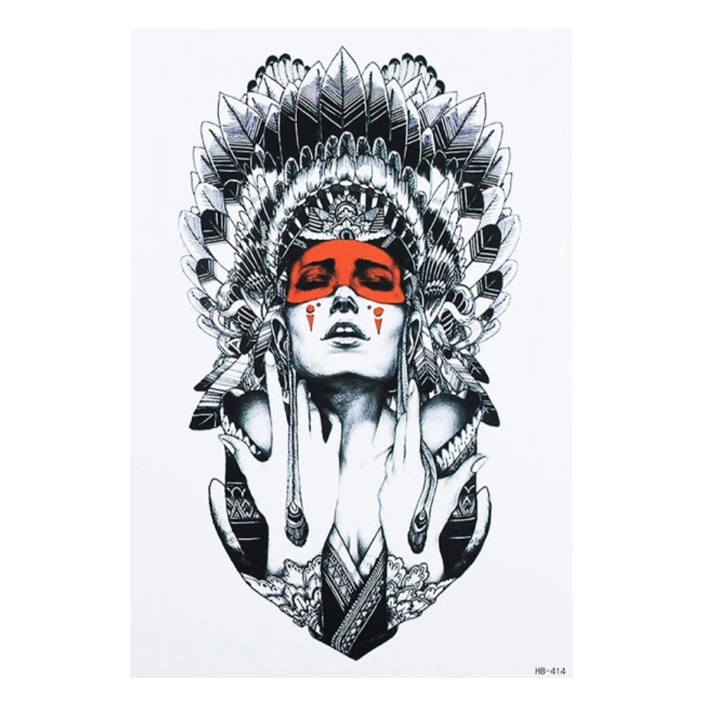 Временная тату Indian woman (HB-414, 21x15 см)