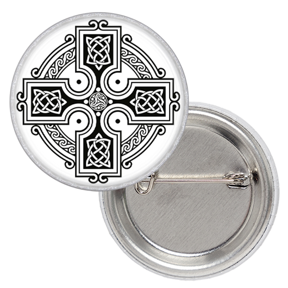 Значок Кельтський хрест із візерунками чорний на білому тлі Значок Кельтський хрест із візерунками чорний на білому тлі