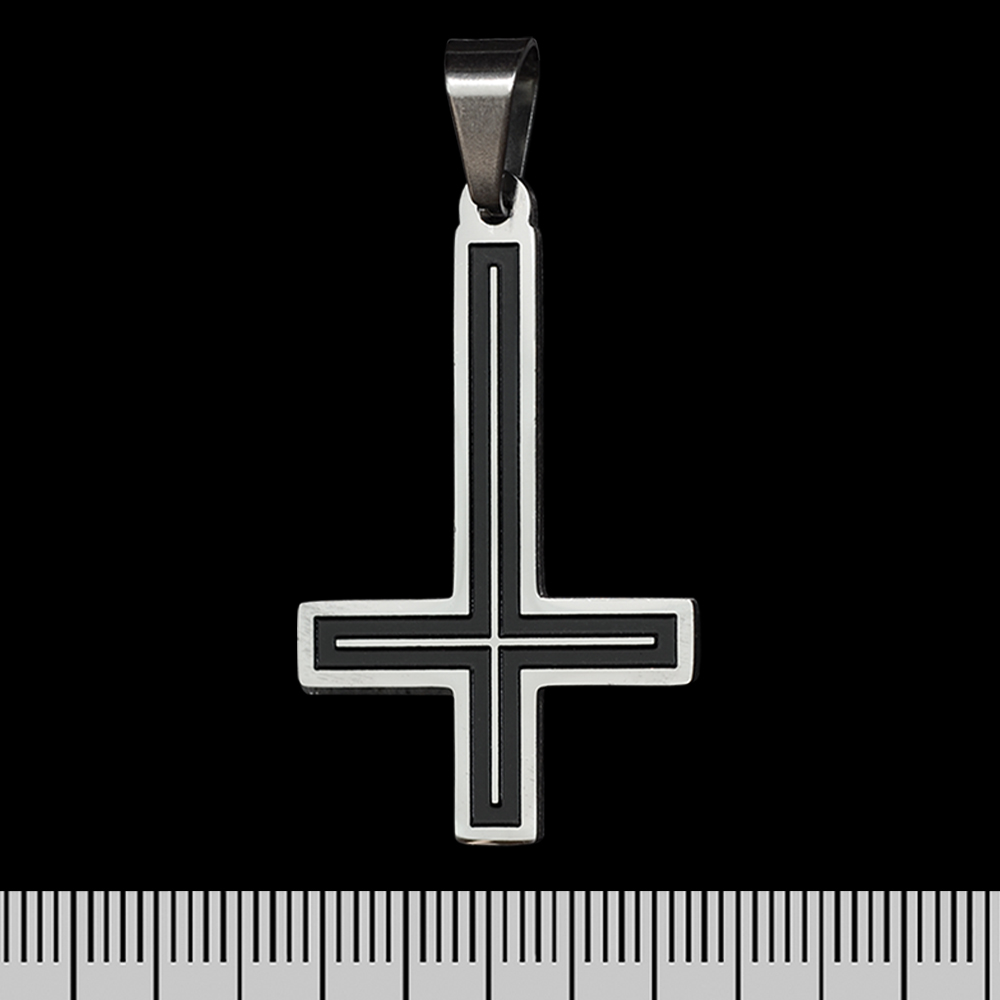 Кулон Перевернутий хрест чорний, фігурний (ptsb-193)