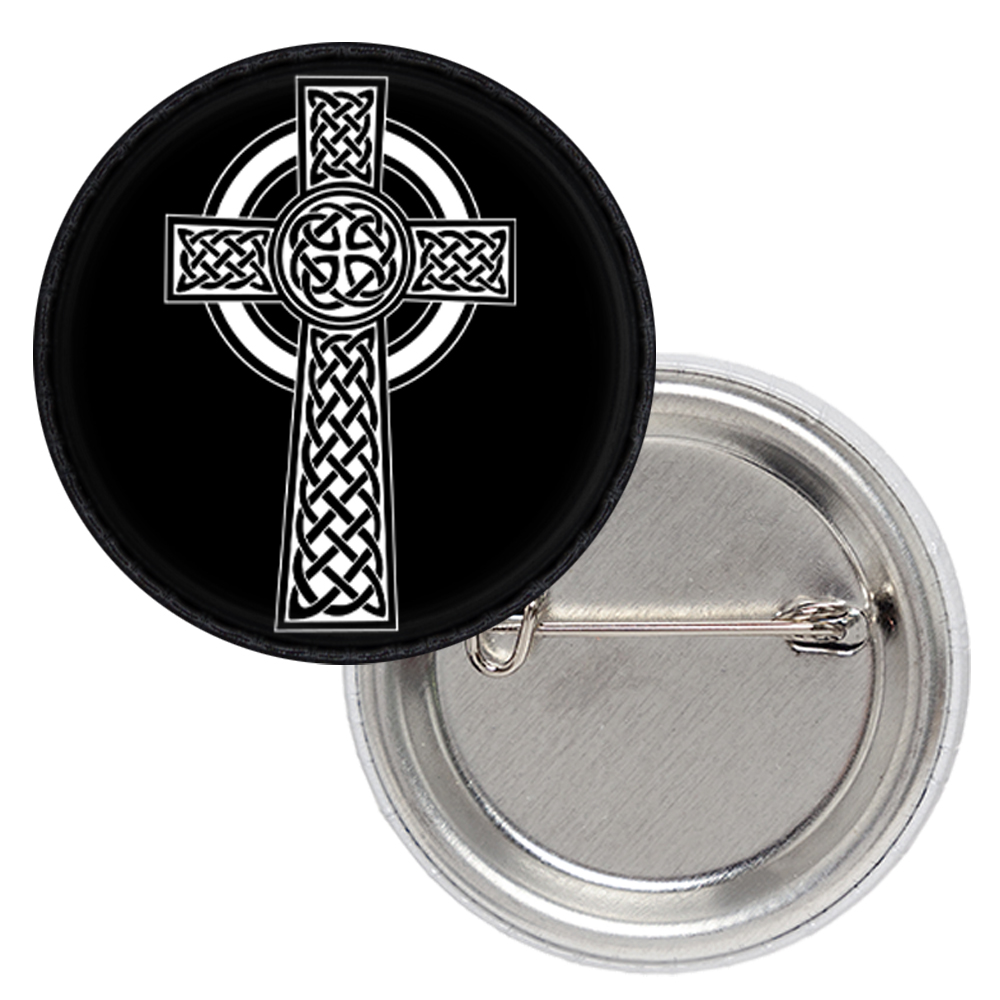 Значок Кельтський хрест білий на чорному тлі