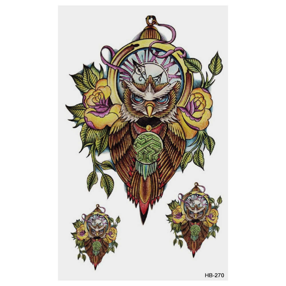 Временная тату Сова с лабиринтом (набор 3 шт.) (HB-270, 21x15 см)