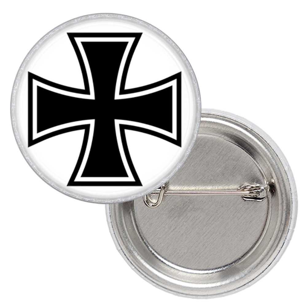 Значок Залізний хрест чорний на білому тлі