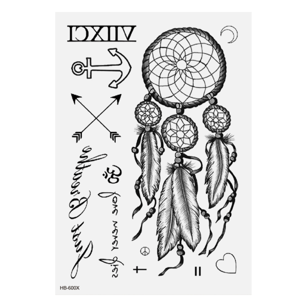Временная тату Минимализм (ловец снов и символы) (HB-600X, 21x15 см)