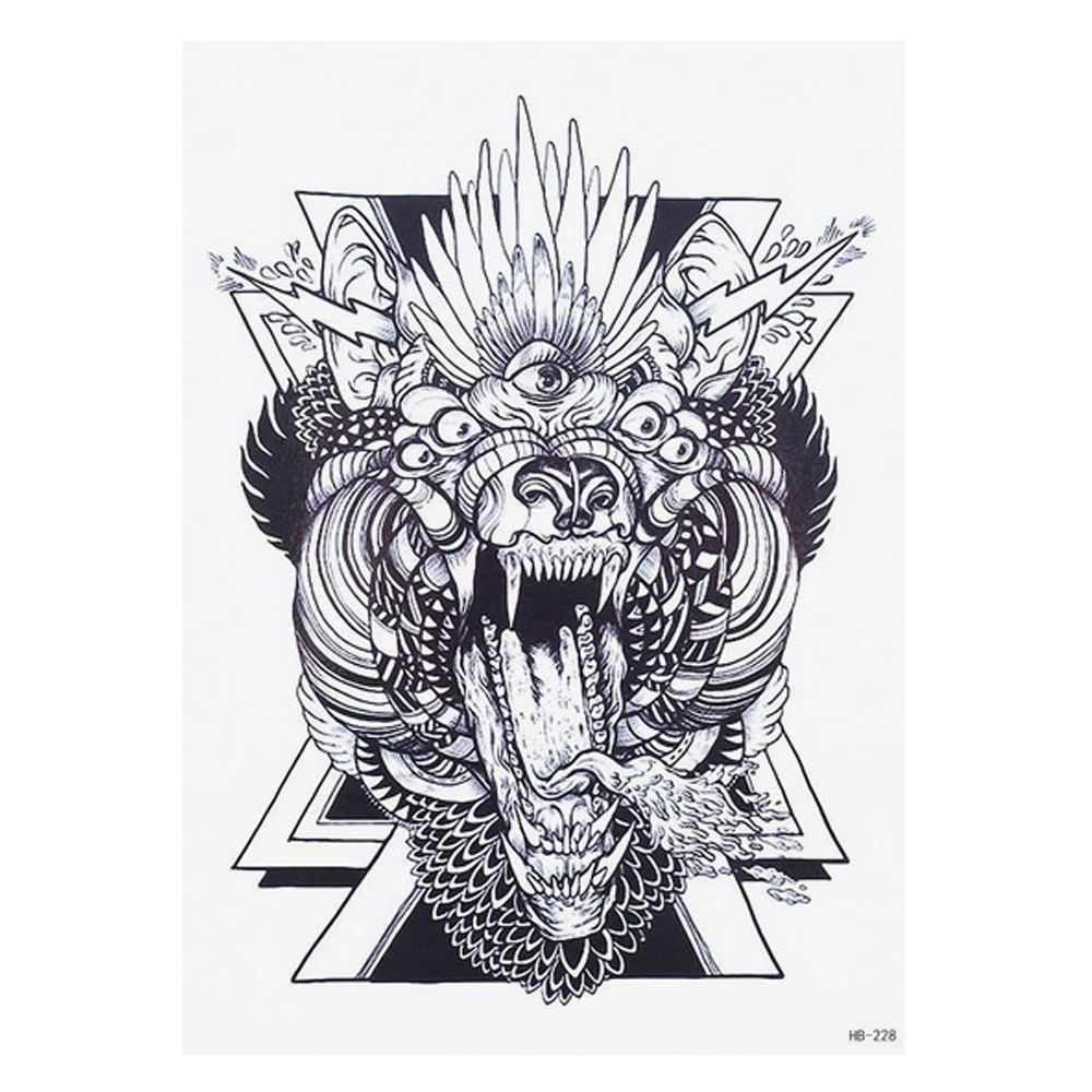 Временная тату Сюрреализм (ч/б) (HB-228, 21x15 см)