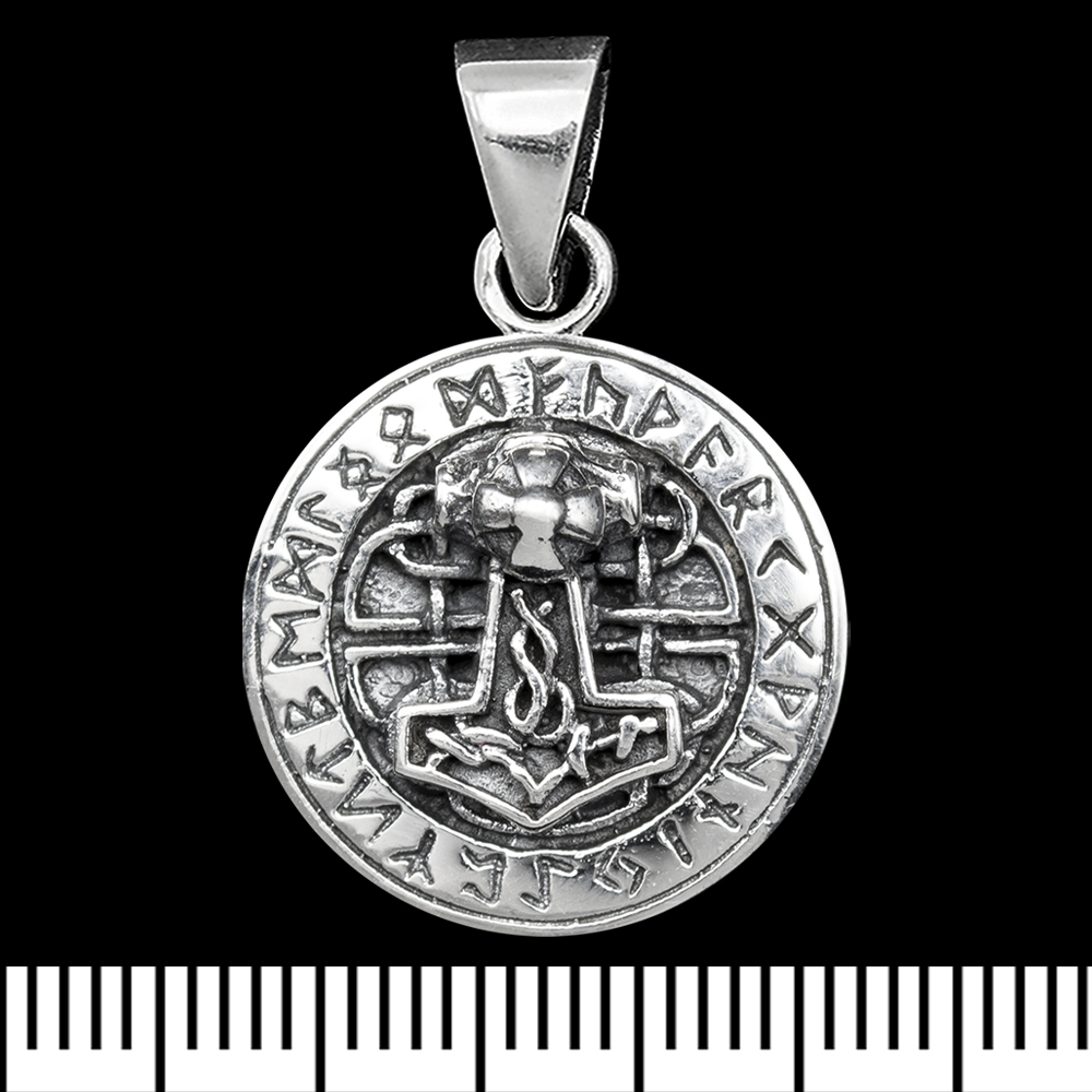 Кулон медальон Молот Тора в рунічному колі (маленький) (срібло, 925 проба) (sp-237) Кулон медальон Молот Тора в рунічному колі (маленький) (срібло, 925 проба) (sp-237)