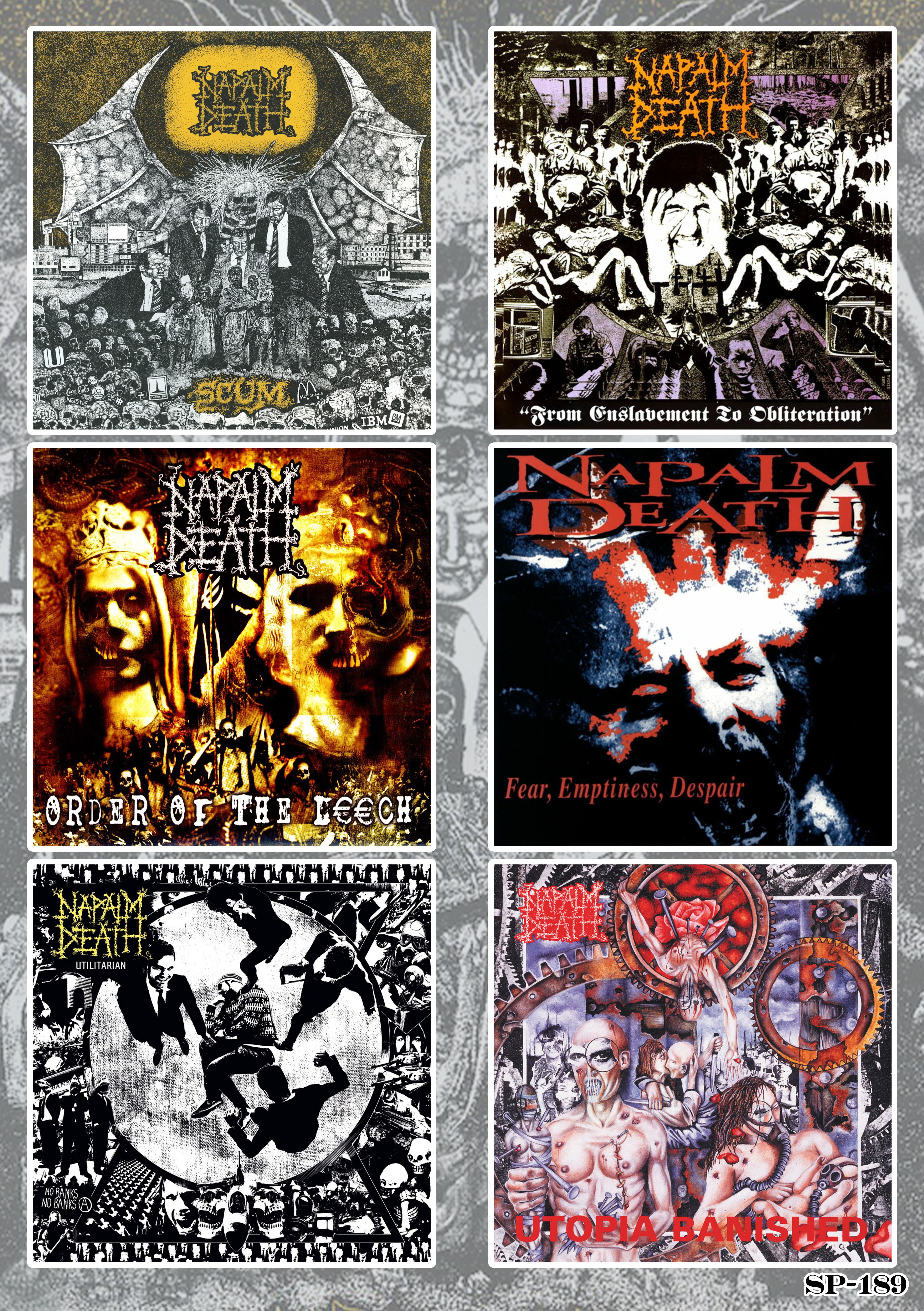 Стікерпак Napalm Death (album covers) SP-189 Стікерпак Napalm Death (album covers) SP-189