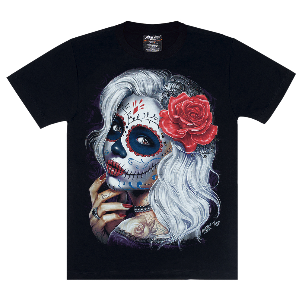 Футболка Muerte (silver hair with rose) (3D, світиться в темряві)