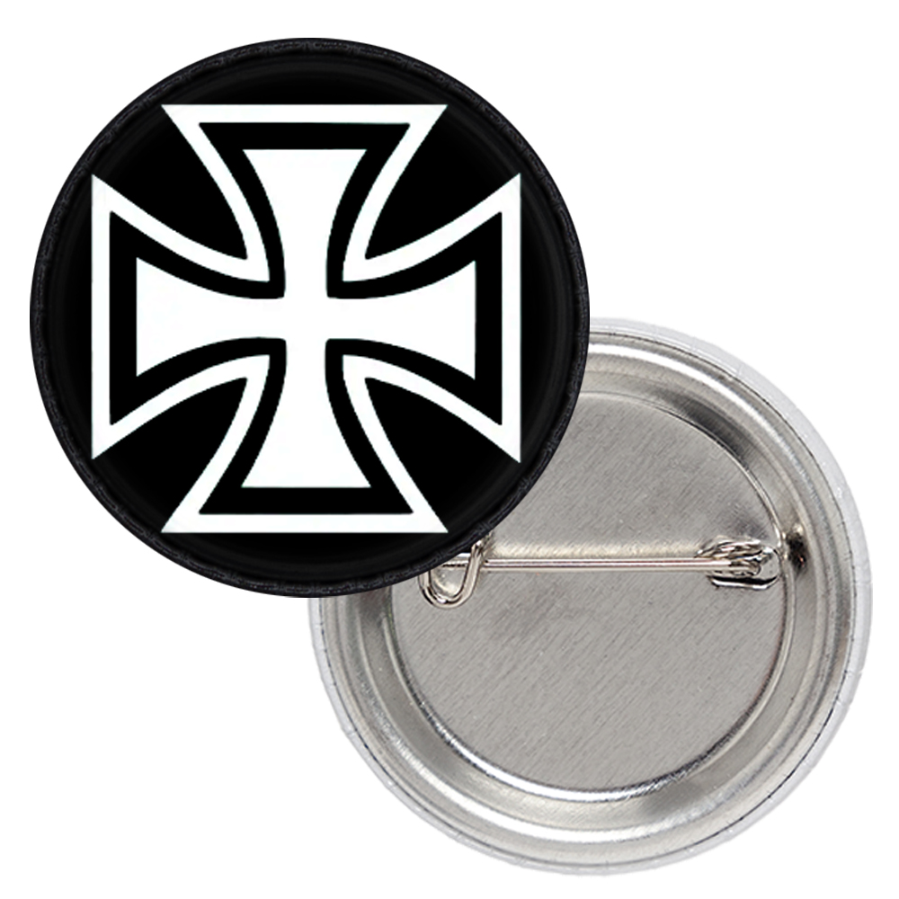 Значок Залізний хрест білий на чорному тлі