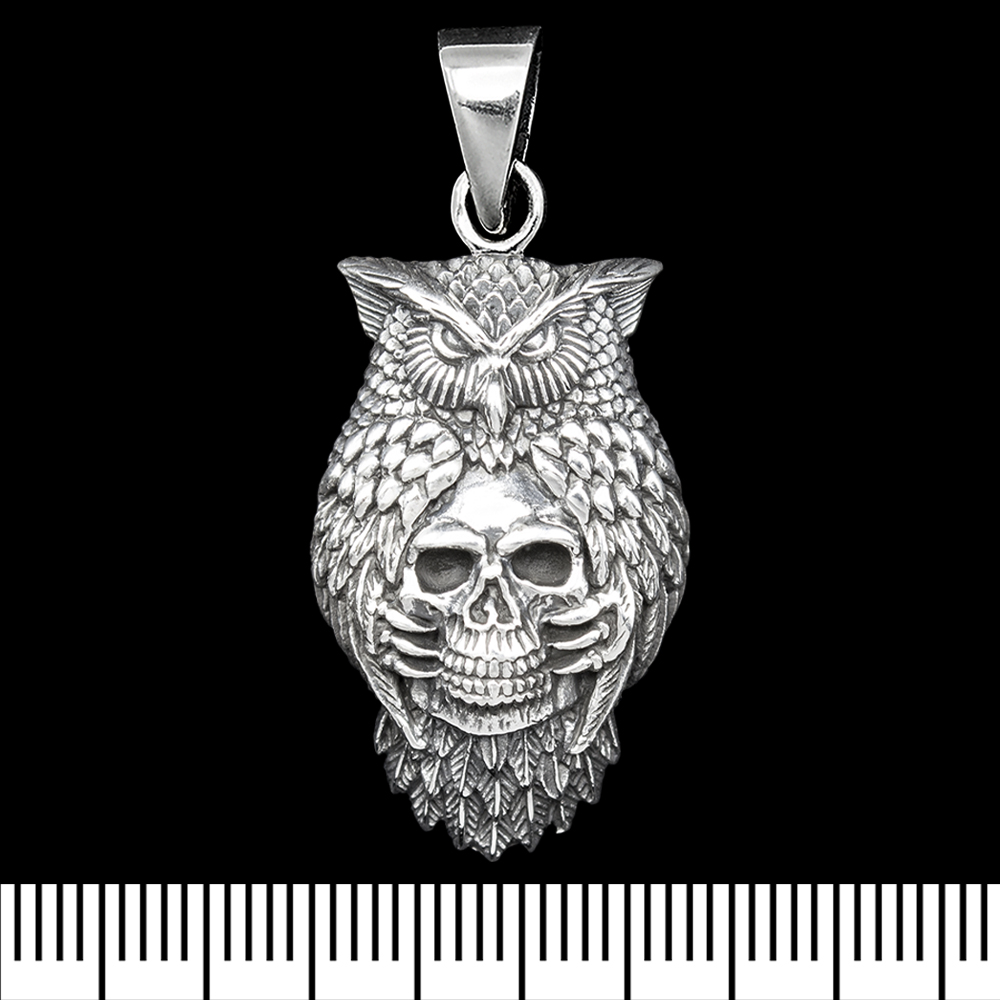 Кулон Сова з черепом (срібло, 925 проба) (sp-229) Кулон Сова з черепом (срібло, 925 проба) (sp-229)