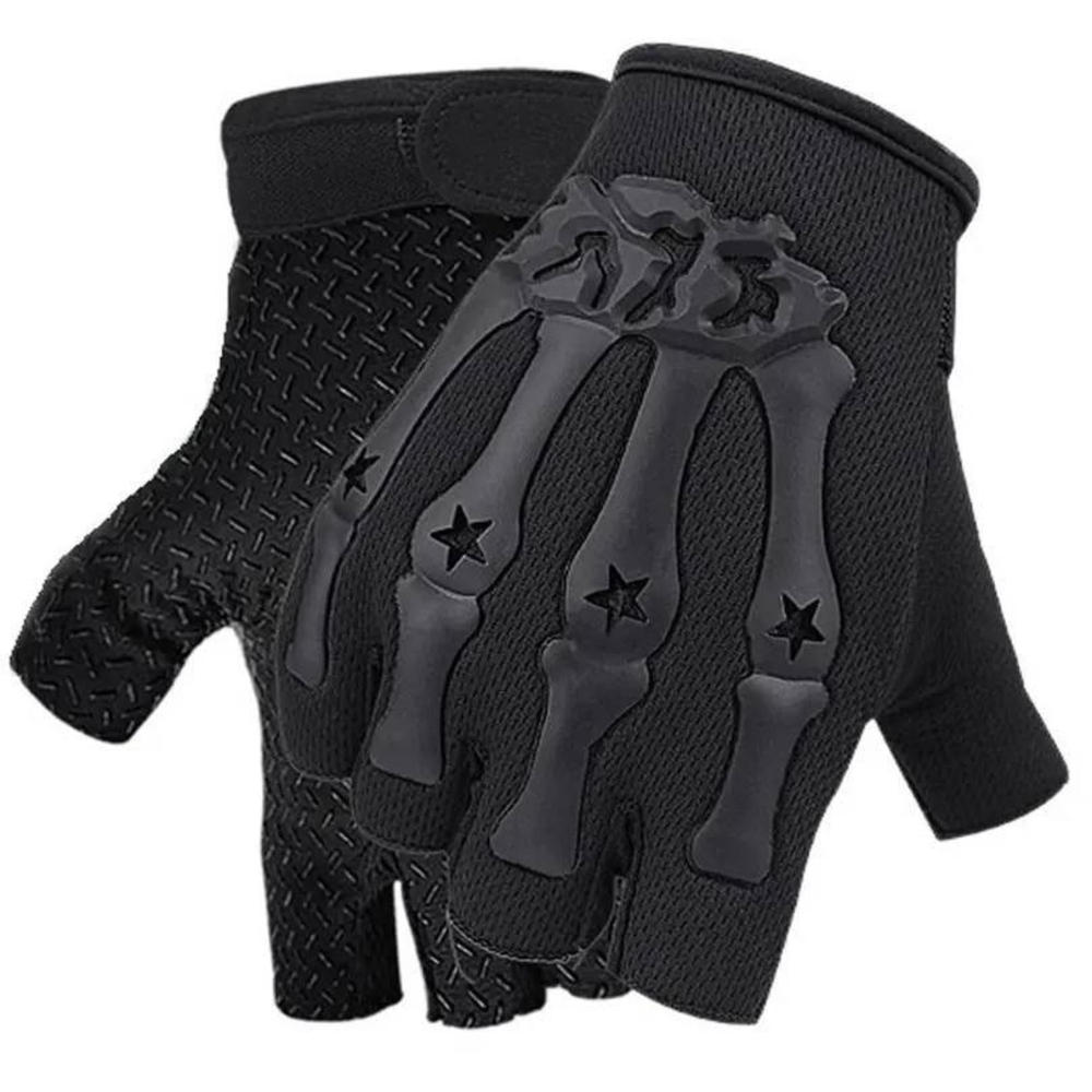 Рукавички без пальців захисні (glcn-004) Кисть скелета, чорні