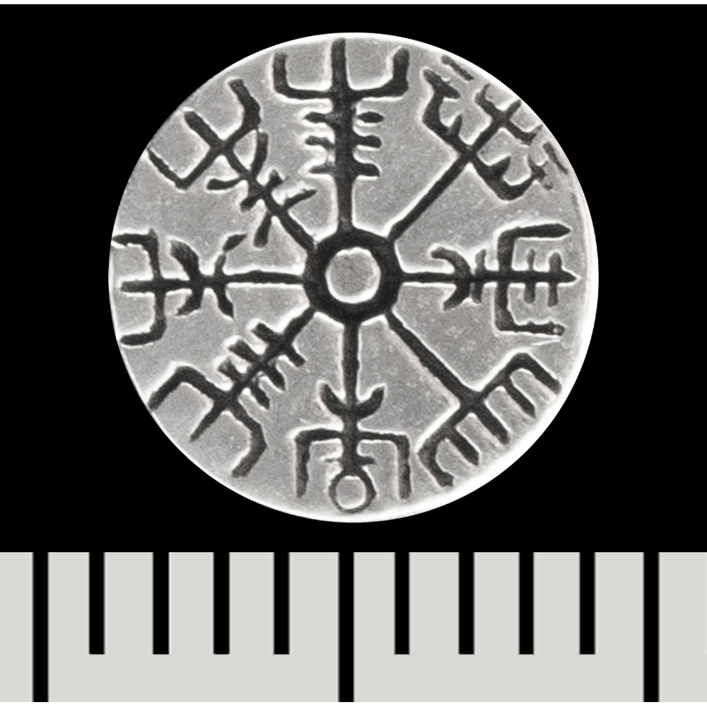 Сережка-гвоздик Вегвізир - рунічний компас (срібло, 925 проба) (st-046)