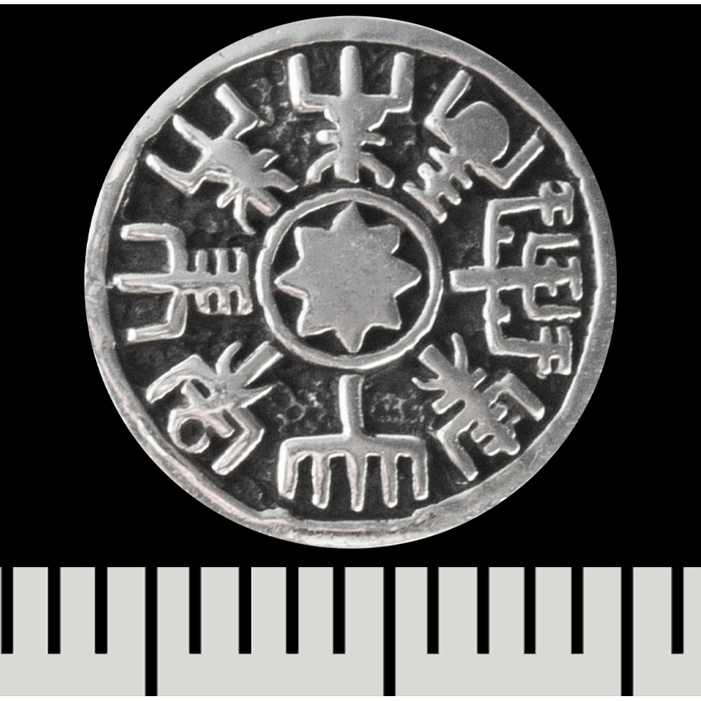 Сережка-гвоздик Рунічний компас (срібло, 925 проба) (st-038)