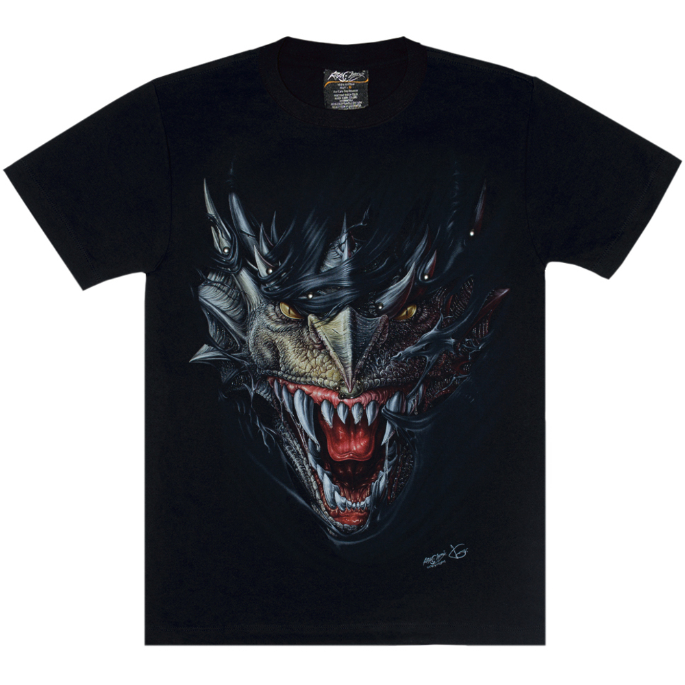 Футболка Голова дракона крізь чорну матерію (3D, світиться в темряві)