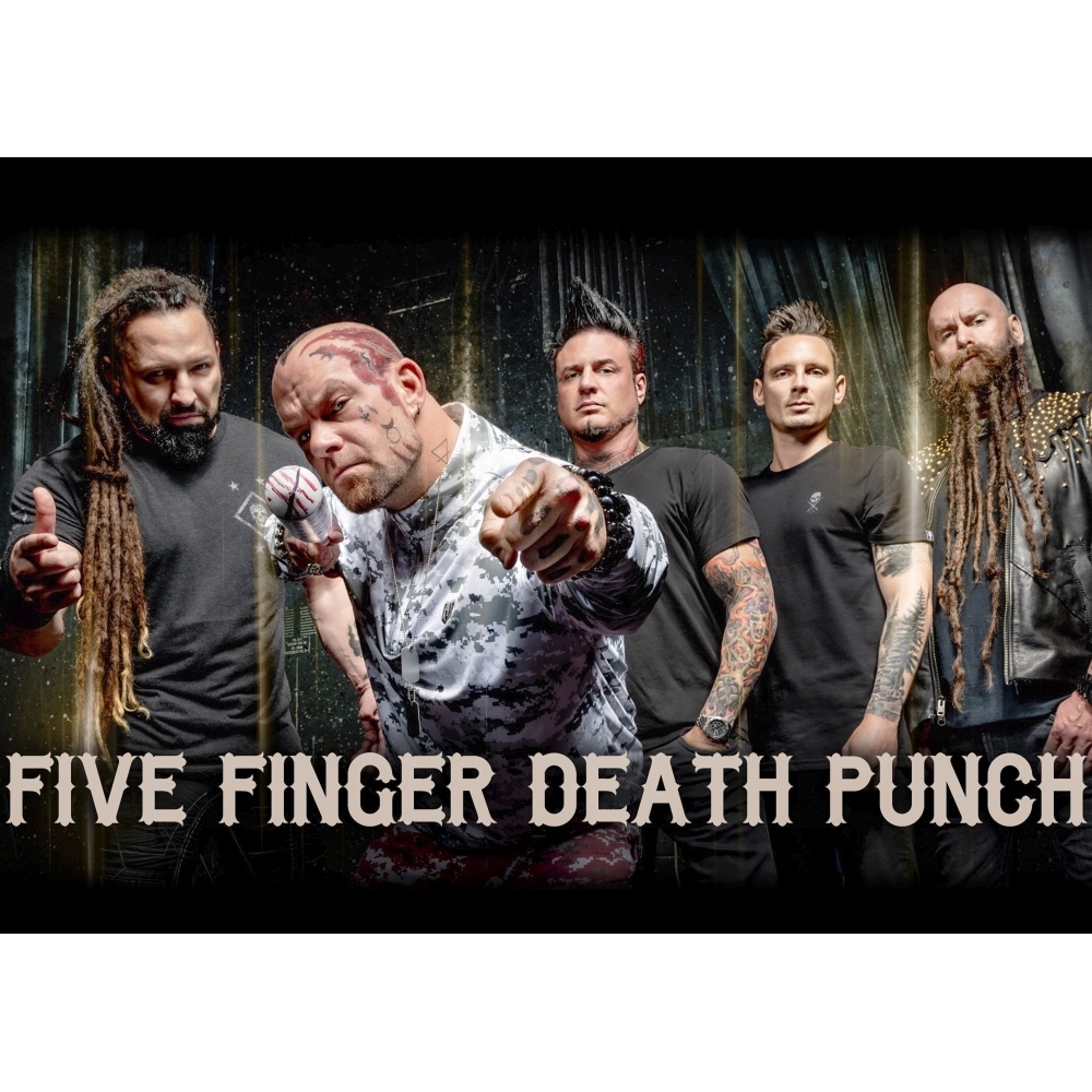 Плакат Five Finger Death Punch (band, black background) Плакат Five Finger Death Punch (band, black background)