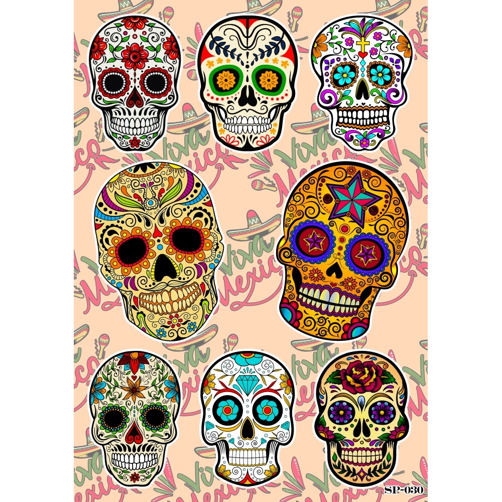Стикерпак Mexican style Calavera skulls SP-030