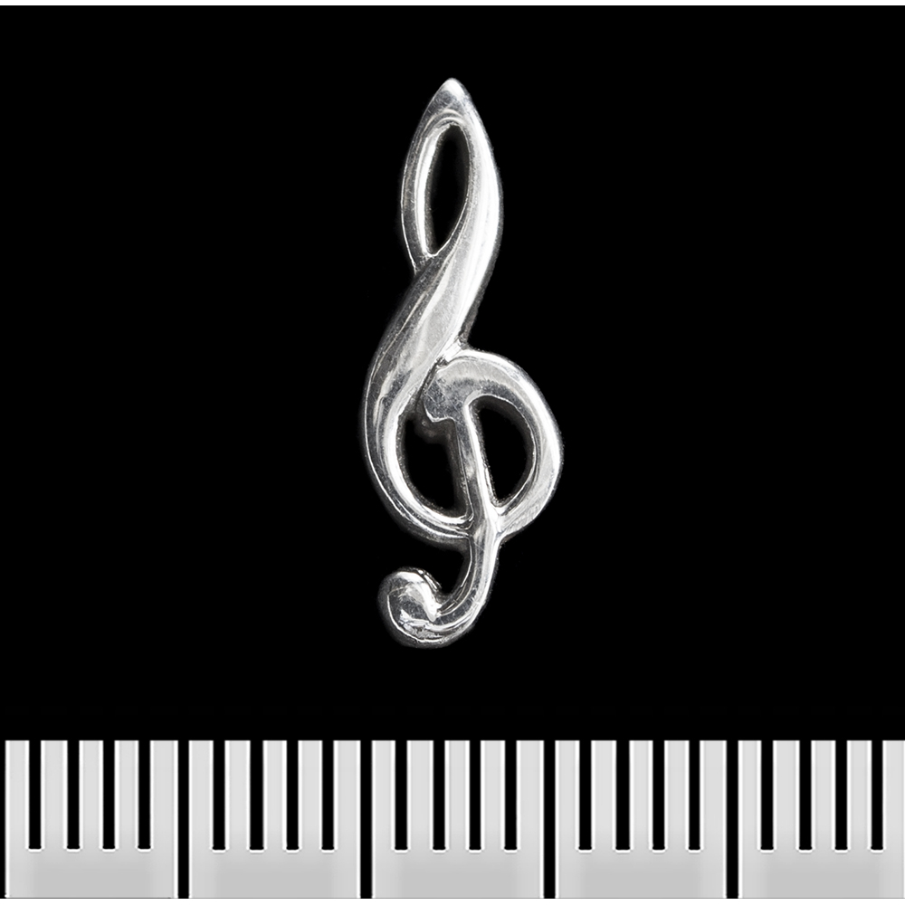 Серьга-гвоздик Скрипичный ключ (серебро, 925 проба) (st-006)