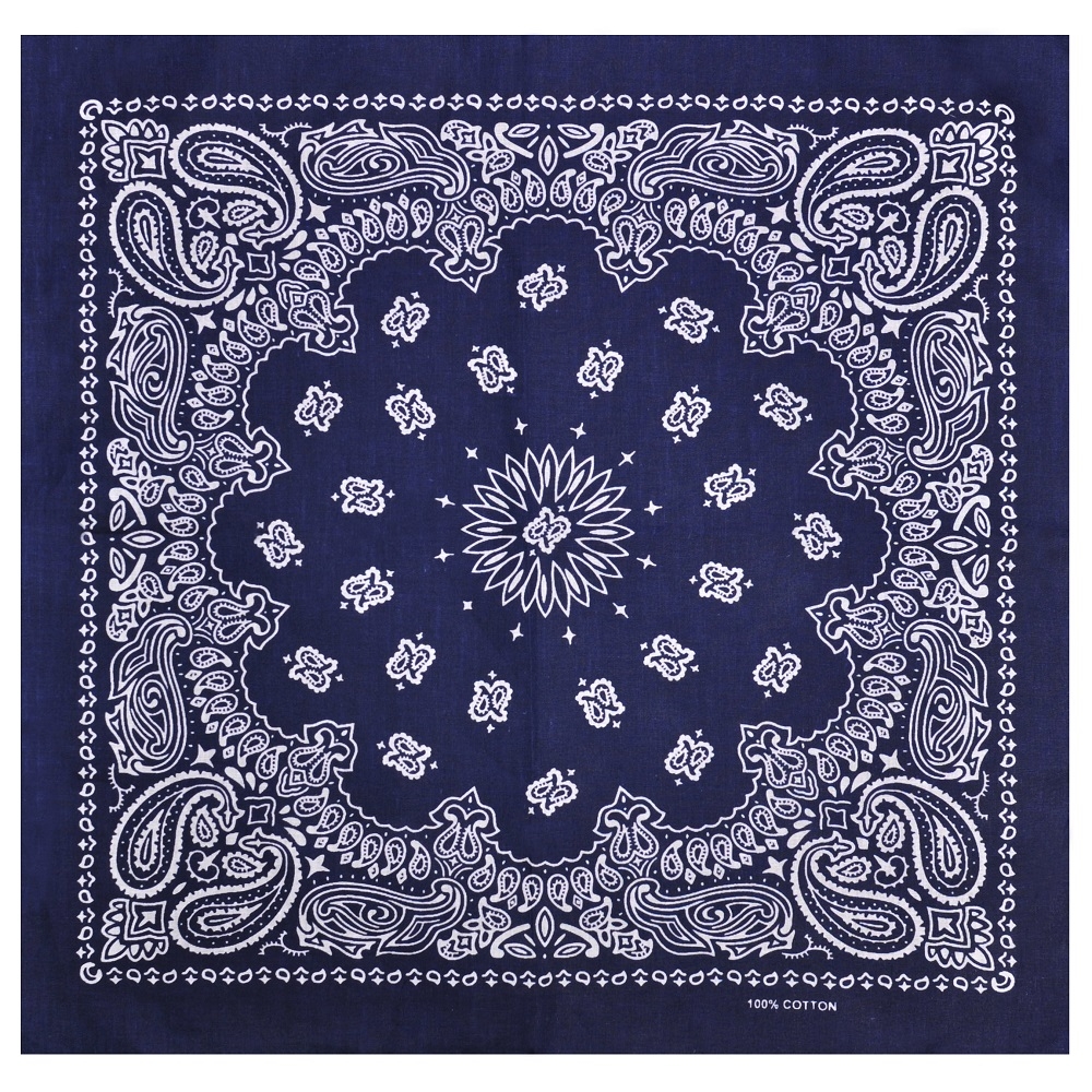 Бандана Огурцы двойные бело-черные на фоне цвета индиго