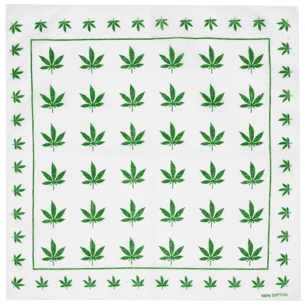 Бандана Конопляные листья на белом фоне