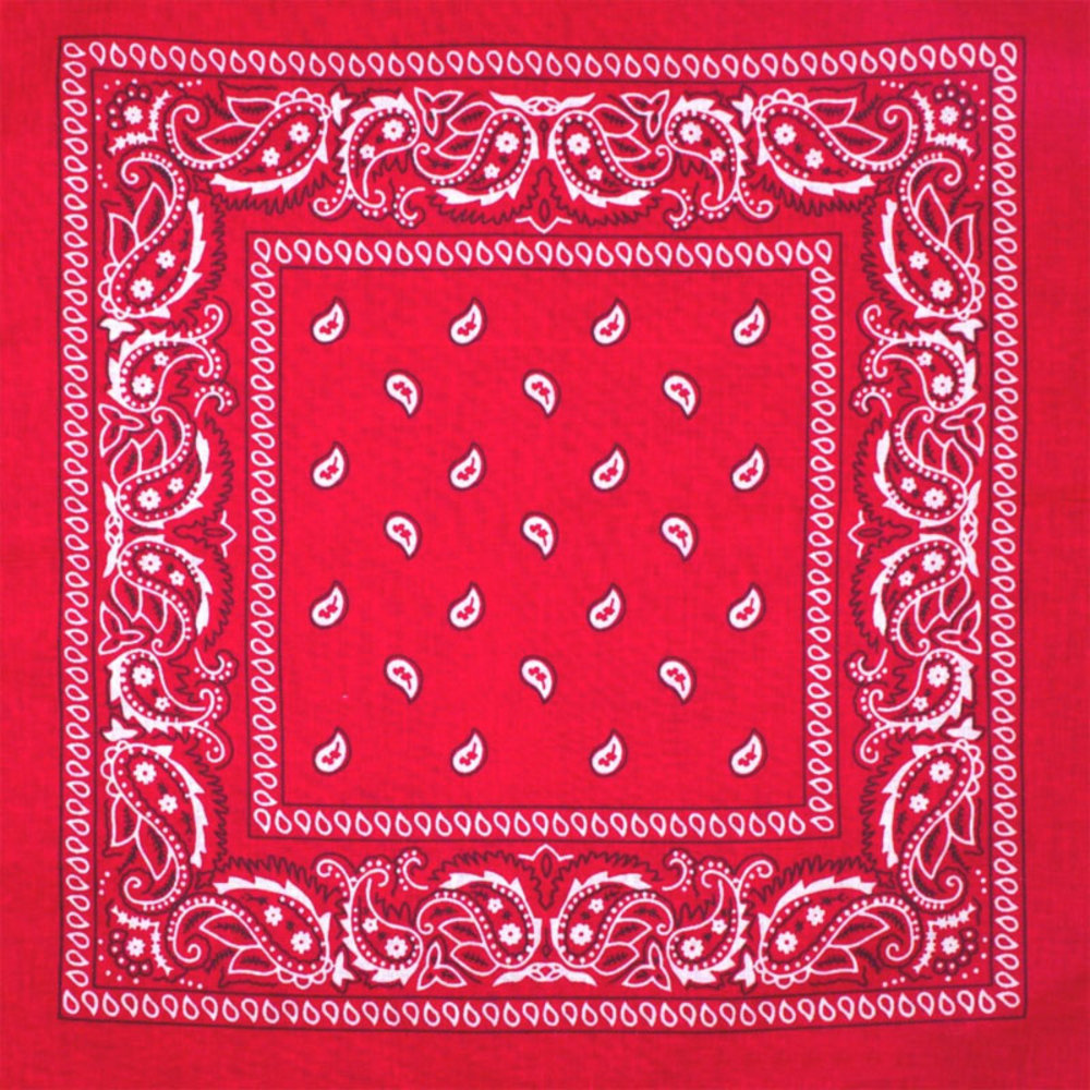 Бандана Огурцы бело-черные на красном фоне